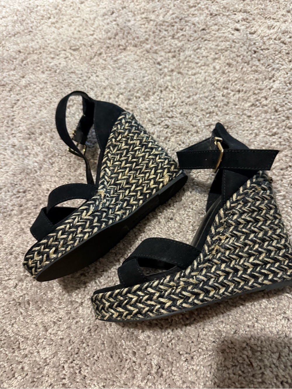 Express Black Braided Espadrille Wedge Sandals